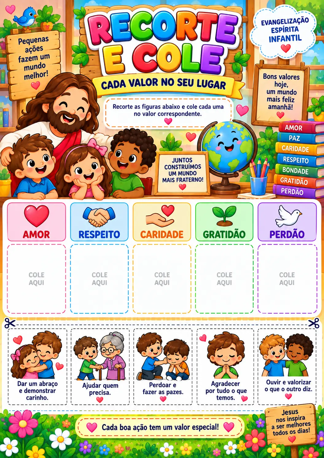 Atividade recorte e cole sobre valores
