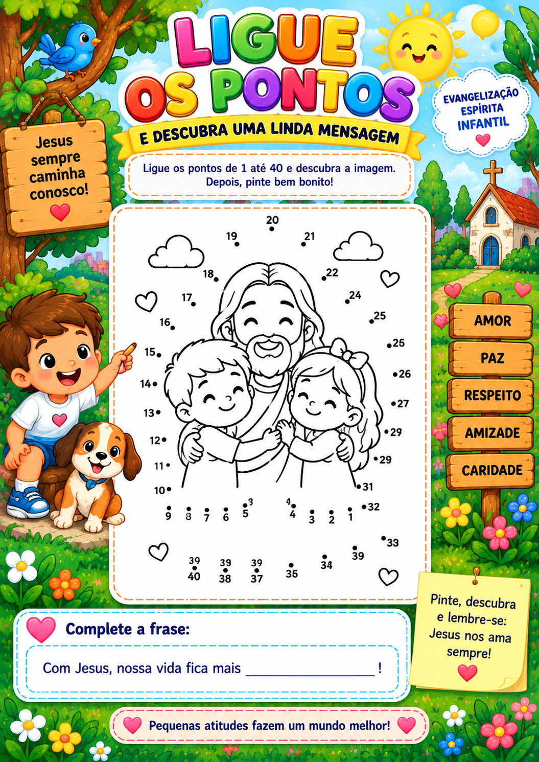 Atividade ligue os pontos com mensagem de Jesus